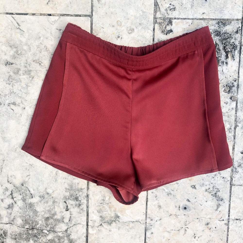 TOPSHOP - Deep Orange Silk Flowy Shorts